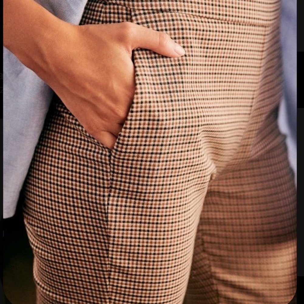 Sezane Clara Trousers in Brown Plaid, Size FR38/US6